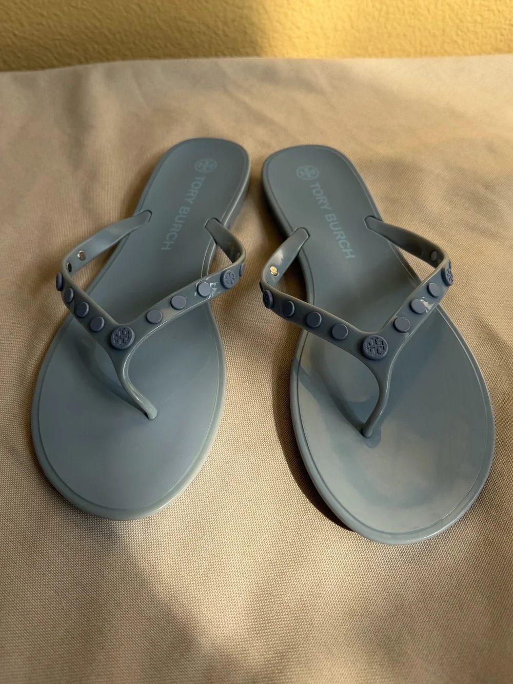 Tory Burch Studded Jelly Thong Sandals  Blue Gray Size 11 Excellent Condition!